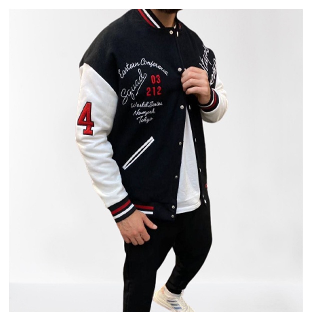 Erkaklar Bomberi Street Style Kuz-Kish ART 584796 XL Oq/qora