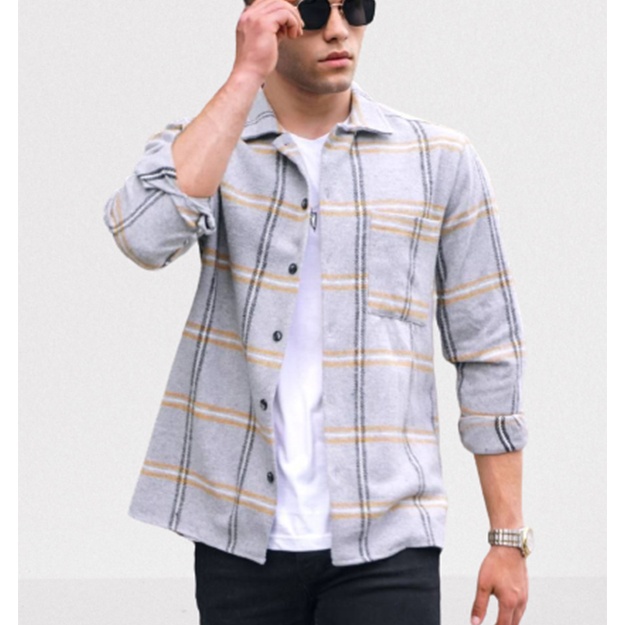 Мужская Рубашка Street Style Осень-Зима АРТ 695231 XL Серый
