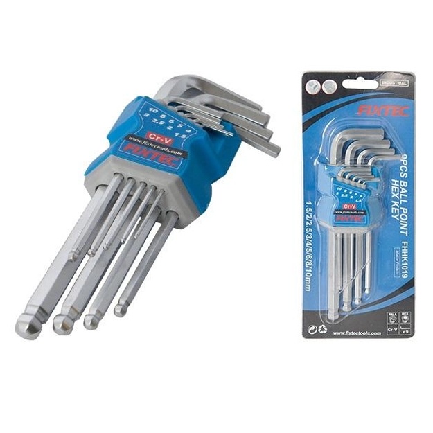 To‘p boshli olti burchakli kalitlar to‘plami Fixtec FHHK1019 (9 ta)