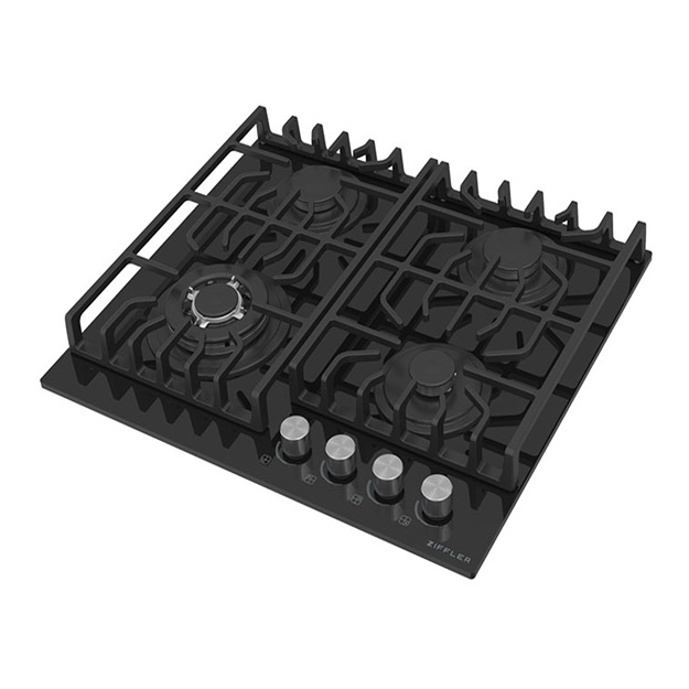 Газовая варочная панель Ziffler 6LGTK BLACK GLASS
