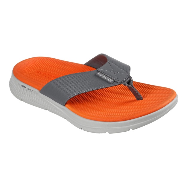 Мужские Шлепанцы Sketchers Весна Лето 229035-BLK 12 11 серо-оранжевый