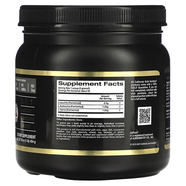 Aminokislota California Gold Nutrition BCAA 454 g/90 porsiya