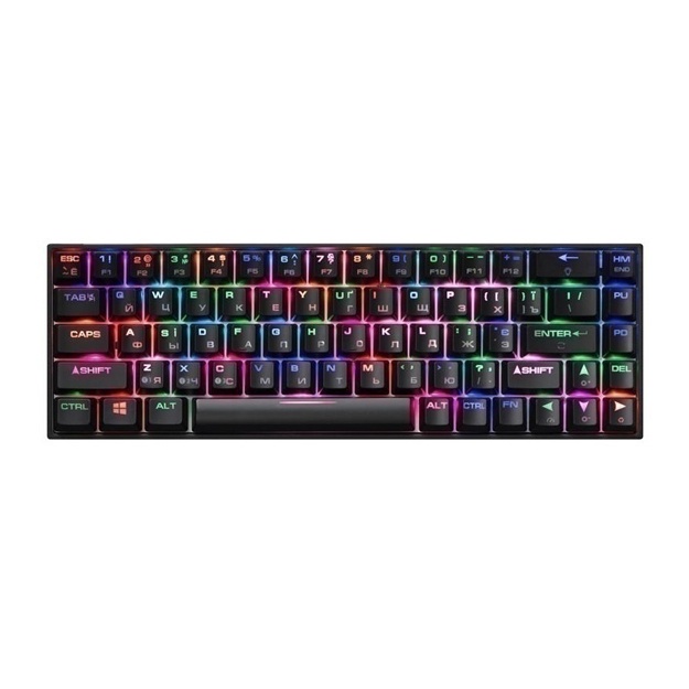 O‘yin klaviaturasi 2E Gaming Keyboard KG380 RGB 68key Gateron Red Switch BT/USB Black Ukr (2E-KG380UBK-RD)