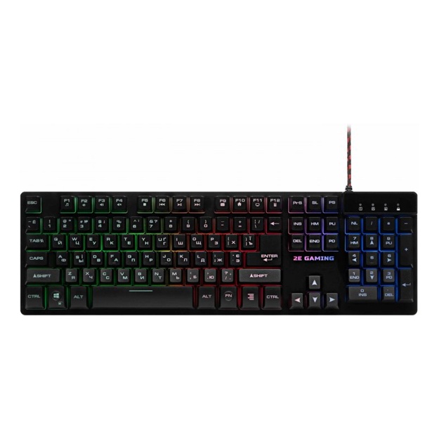 O‘yin klaviaturasi 2E Gaming KG280 LED USB Black Ukr  (2E-KG280UB)