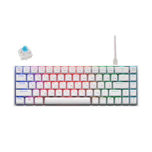 O‘yin klaviaturasi 2E Gaming KG370 RGB 68key Gateron Blue Switch USB Ukr Oq