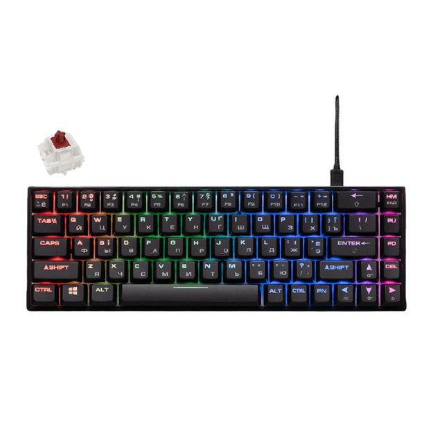 Клавиатура игровая 2E GAMING KG370 RGB 68key Gateron Brown Switch USB Ukr Чёрный (2E-KG370UBK-BR)