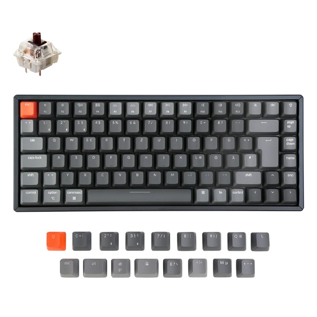 Klavaitura alyuminiy ramka Keychron K2 84 Gateron Jigarrang