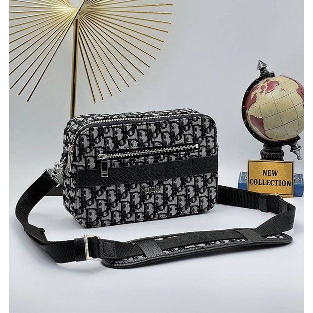 Erkak Sumkasi CRISTIAN DİOR OBLİQUE JACQUARD BAG ART OL60147 qora-oq