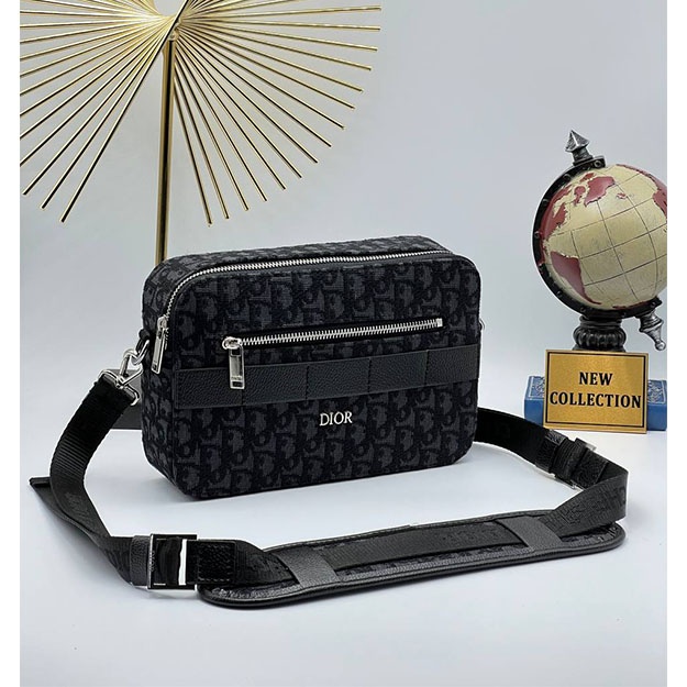 Erkak Sumkasi CRISTIAN DİOR OBLİQUE JACQUARD BAG ART OL60147 naqshli qora