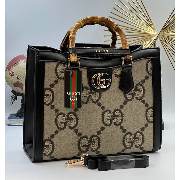 Ayol Sumkasi GUCCİ DİANA BAMBU SAP ART OL77323 qora-oq