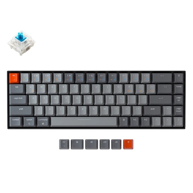 Klaviatura Keychron K6 68keys, Gateron White LED Red (K6O1_KEYCHRON) Moviy