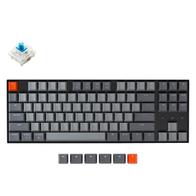 Mexanik klaviatura Keychron K8 87 Key Gateron Oq LED Moviy (K8A2_Keychron)