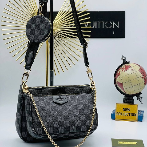 Женская Сумка Louis Vuitton APT OL4466 чёрно-серый