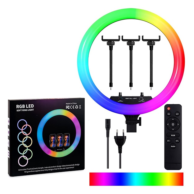 Кольцевая селфи лампа со штативом MJ-14 RGB LED