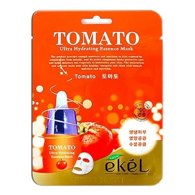 Pomidor ekstrakti bilan yuz uchun niqob Ekel Tomato Ultra Hydrating Essence Mask, 1 dona