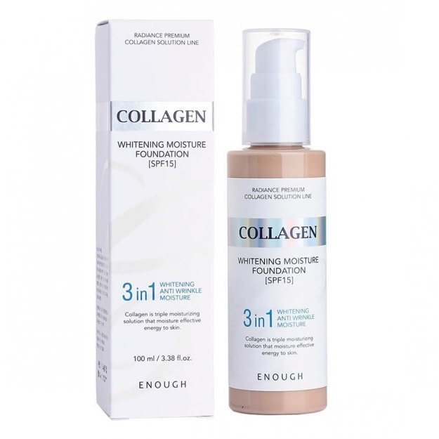 Тональный крем с коллагеном 3 в 1 для сияния кожи Enough Collagen Whitening Moisture Foundation SPF 15