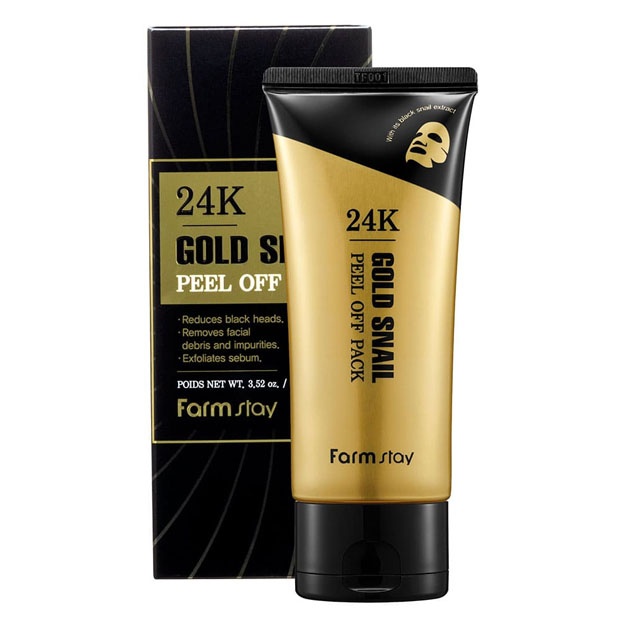 Maska Oltin va salyangoz musinli niqob plyonkasi (yog‘li va aralash teri) Farm Stay 24K Gold Snail Peel Off Pack, 100gr