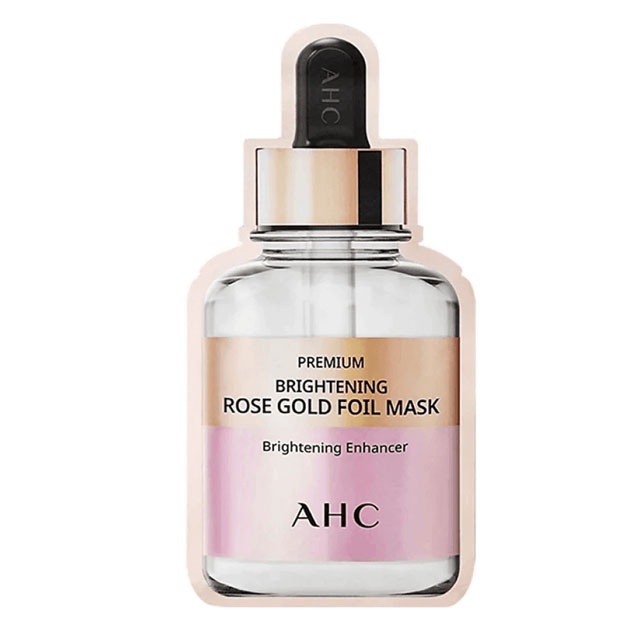 Etuk teri uchun atirgul oltin folga oqartiruvchi niqob AHC Brightening Rose Gold Foil Mask, 1 dona