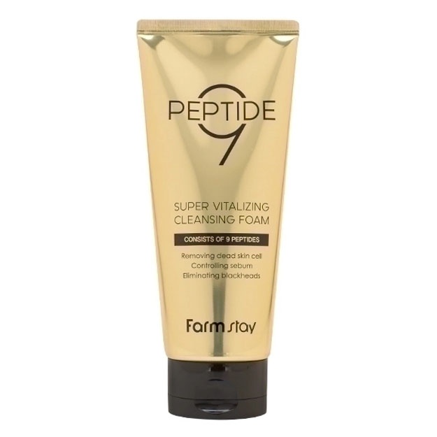Peptidlar bilan tozalovchi ko‘pik Farm Stay Peptide9 Super Vitalizing Cleansing Foam, 180ml