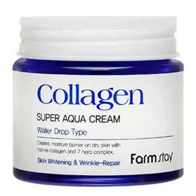 Superuvlajnyayuschiy krem dlya litsa s kollagenom Farm Stay Collagen Super Aqua Cream, 80ml
