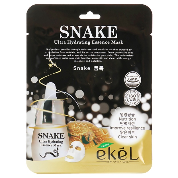 Тканевая маска с пептидом змеиного яда Ekel Snake Ultra Hydrating Essence Mask, 1шт