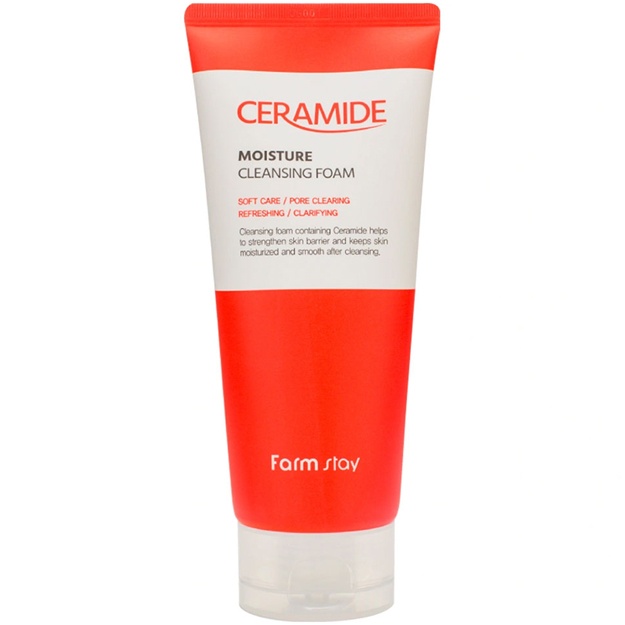 Keramidlar bilan namlovchi tozalovchi ko‘pik Farm Stay Ceramide Moisture Cleansing Foam, 180ml