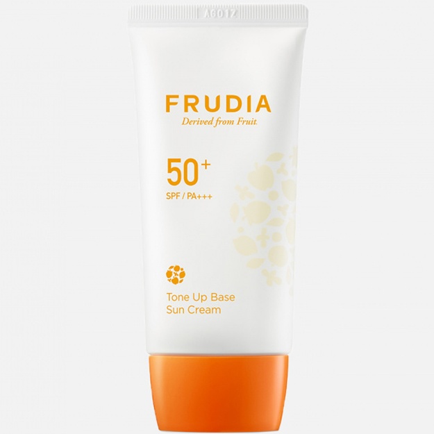Yorqin teri uchun quyoshdan himoyalovchi krem Frudia Brightening Tone Up Base Sun Cream, 50gr