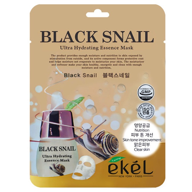 Qora shillaqurt mutsin ekstraktili yuz niqobi Ekel Black Snail Ultra Hydrating Essence Mask, 1 dona