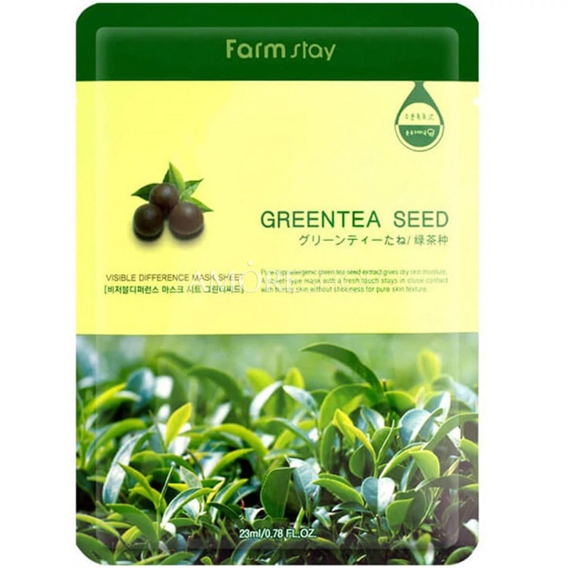 Тканевая маска для лица с семенами зелёного чая Farm Stay Visible Difference Mask Sheet Green Tea Seed, 1шт
