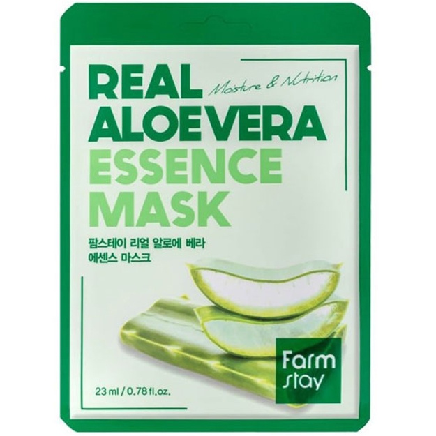 Aloe ekstrakti bilan choyshab niqobi Farm Stay Real Aloe Vera Essence Mask, 1d
