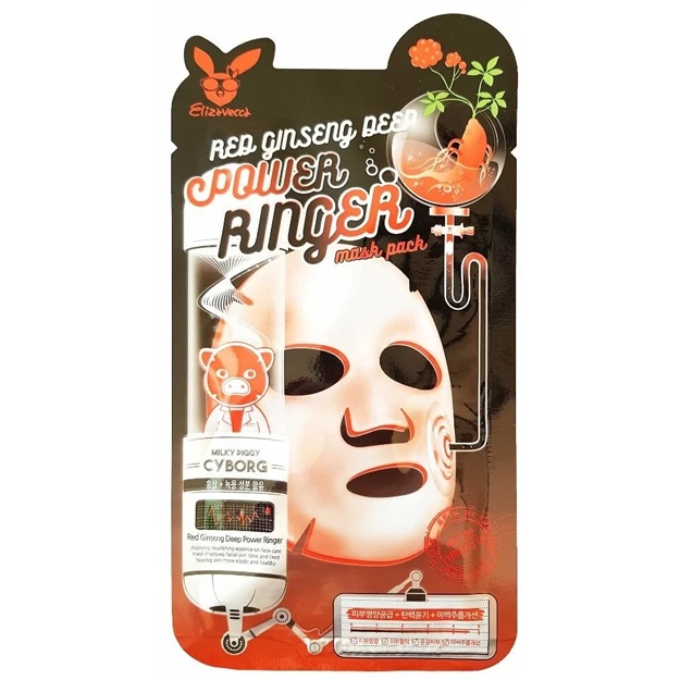 Qizil ginseng ekstrakti bilan choyshab niqobi Elizavecca Red Ginseng Deep Power Ringer Mask Pack, 1d