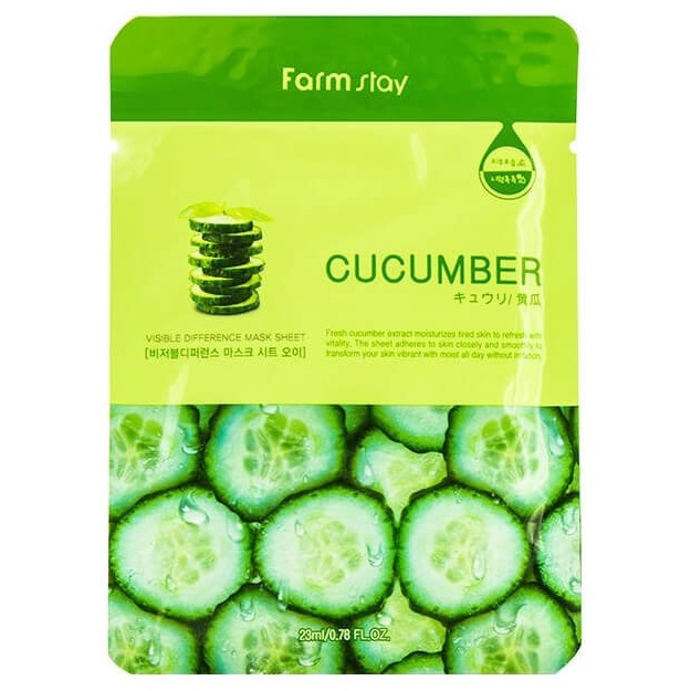 Bodring ekstrakti bilan choyshab niqobi Farm Stay Visible Difference Mask Sheet Cucumber, 1d