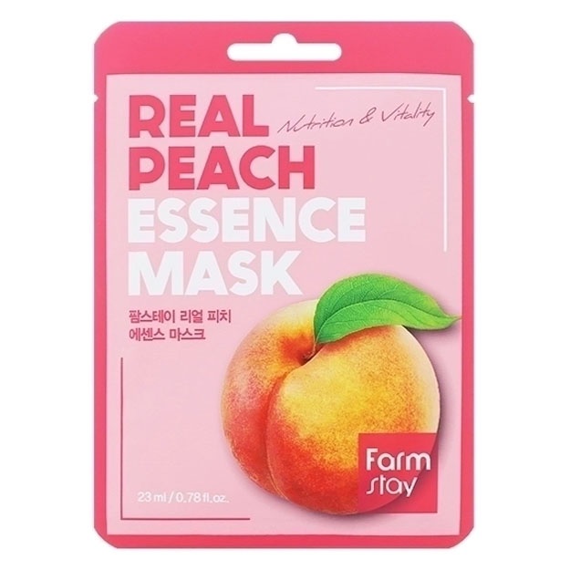 Shaftoli ekstrakti bilan choyshab niqobi Farm Stay Real Peach Essence Mask, 1 dona
