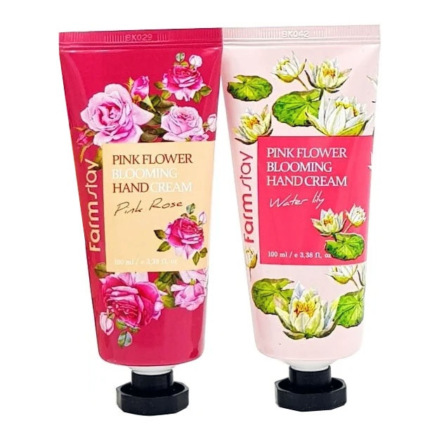 Qo‘l kremi nilufar va atirgul Farm Stay Pink Flower Blooming Hand Cream Set, 100ml*2