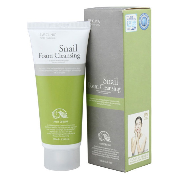 Salyangoz musin filtrati bilan yuzni tozalash uchun ko‘pik 3W Clinic Pure Natural Snail Foam Cleansing, 100ml