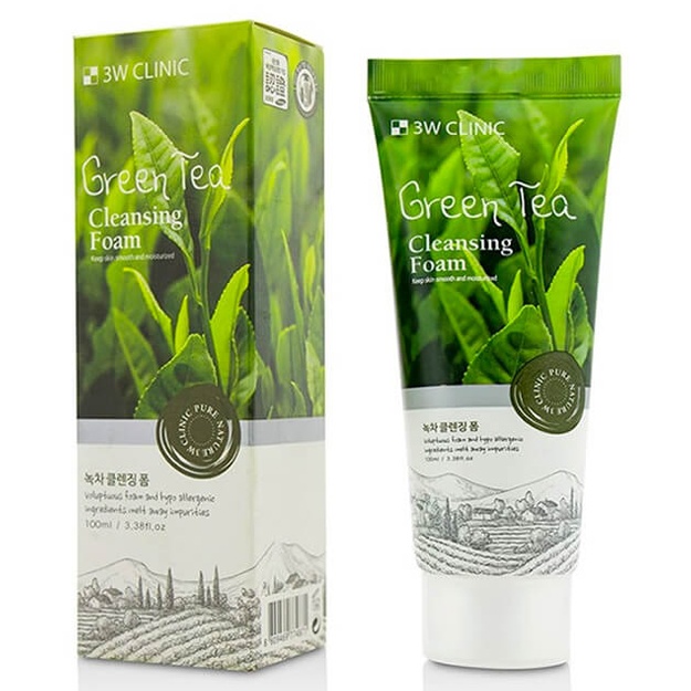 Yashil choy ekstrakti bilan yuz tozalovchi penka 3W Clinic Green Tea Cleansing Foam, 100 ml