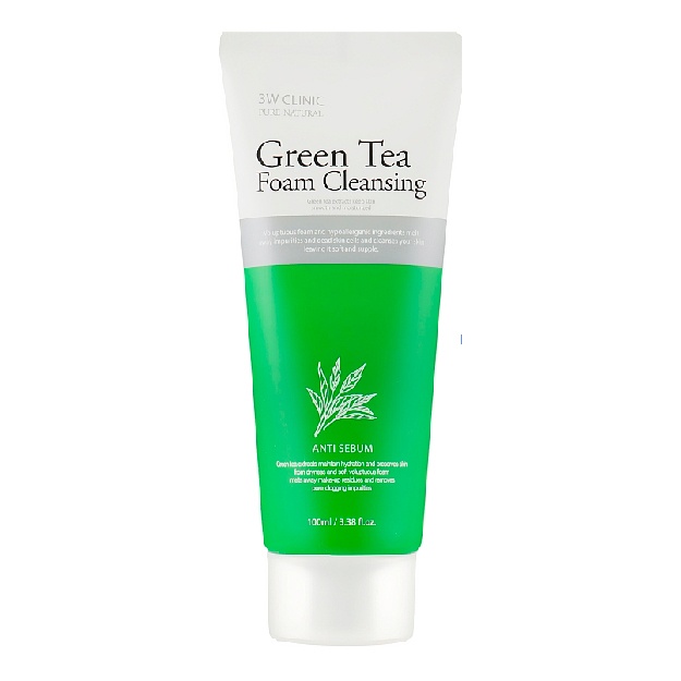 Yashil choy ekstrakti bilan tozalovchi ko‘pik 3W Clinic Pure Natural Green Tea Foam Cleansing, 100ml