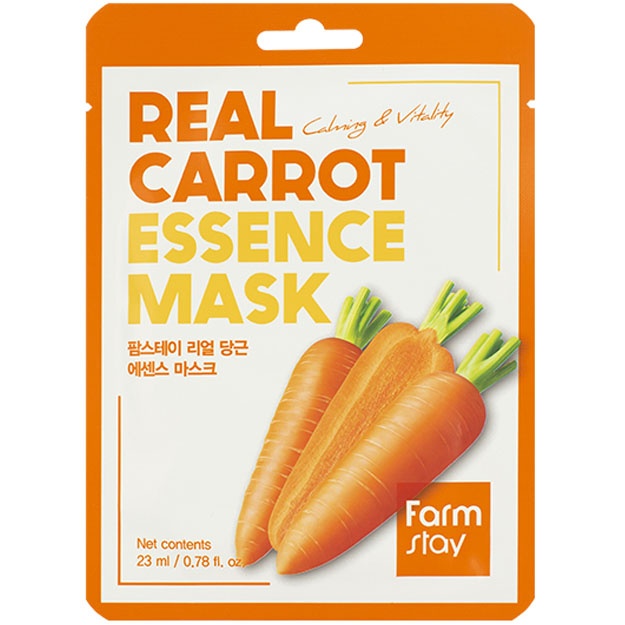 Sabzi ekstrakti bilan yallig‘lanishga qarshi choyshab niqobi Farm Stay Real Carrot Essence Mask, 1d