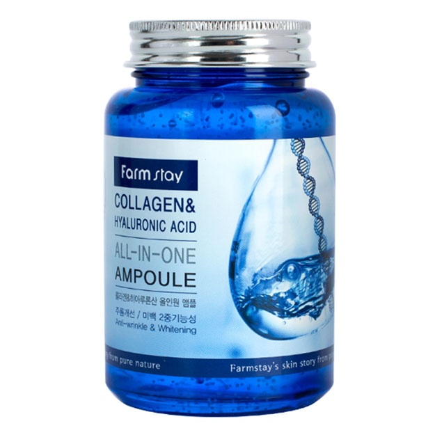 Сыворотка с гиалуроновой кислотой и коллагеном Farm Stay Collagen&Hyaluronic Acid All-in-one-ampoule, 250мл