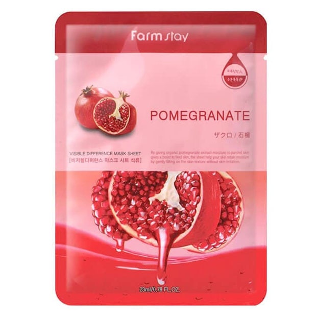 Anor ekstrakti bilan choyshab yuz niqobi Farm Stay Visible Difference Mask Sheet Pomegranate, 1 ta