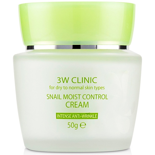 Quruq va normal teri uchun salyangoz mutsinli namlovchi krem 3W Clinic Snail Moist Control Cream, 50gr
