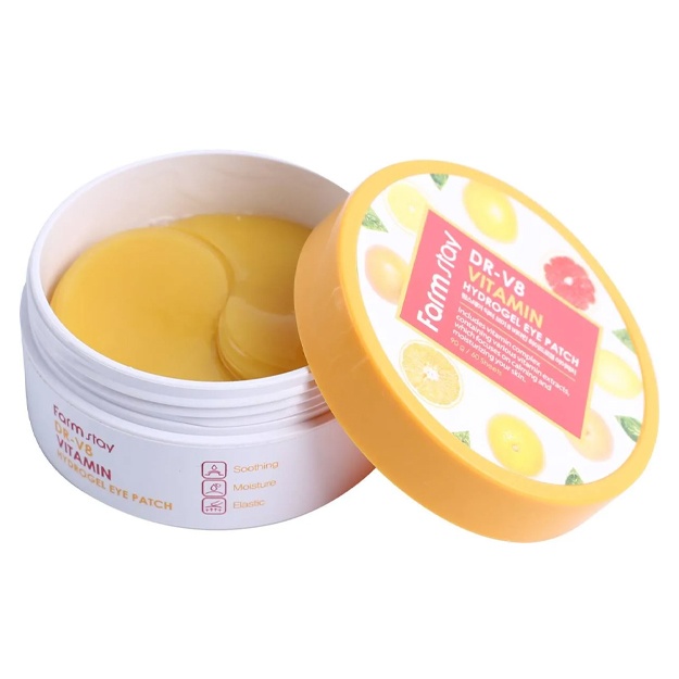 Ko‘z atrofi uchun vitaminli gidrogel patchisi Farm Stay DR-V8 Vitamin Hydrogel Eye Patch