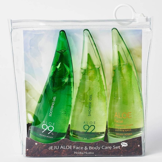 Набор средств для лица и тела на основе сока алоэ вера Holika Holika Jeju Aloe Face and Body Care Set, 55мл*3