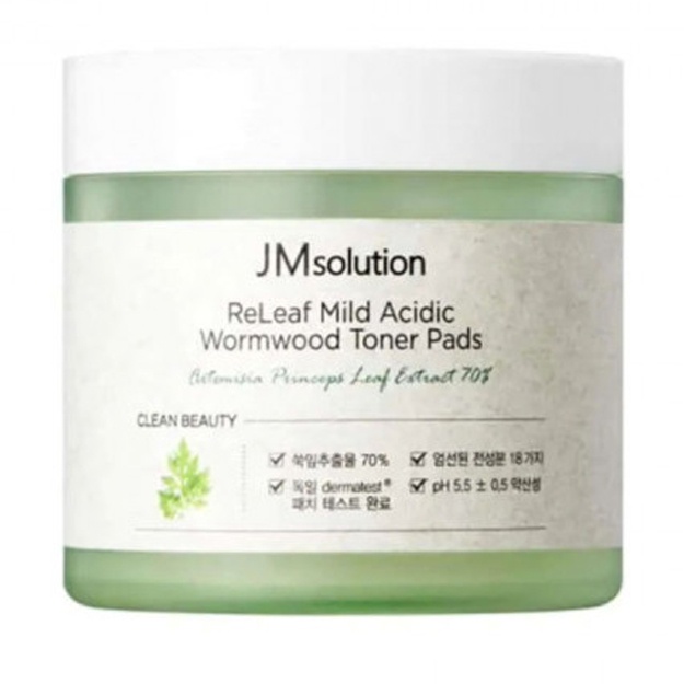 Очищающие тонер-педы для сухой и проблемной кожи JM Solution Releaf Mild Acidic Wormwood Toner Pads