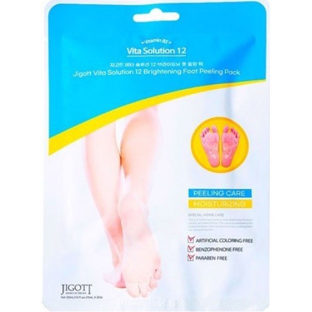 Осветляющая маска-пилинг для ног Jigott Vita Solution 12 Brightening Foot Peeling Pack
