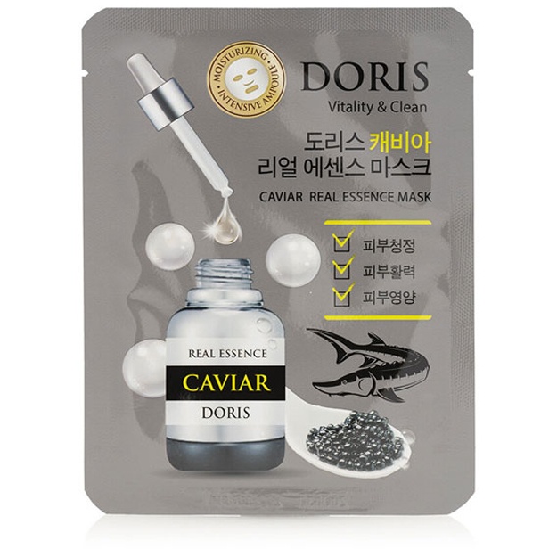 Тканевая маска для лица с экстрактом чёрной икры Jigott Doris Caviar Real Essence Mask 1шт