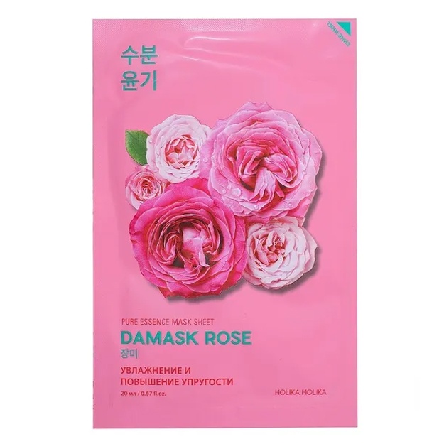 Тканевая маска для лица с экстрактом дамаской розы Holika Holika Pure Essence Mask Sheet Damask Rose, 1шт