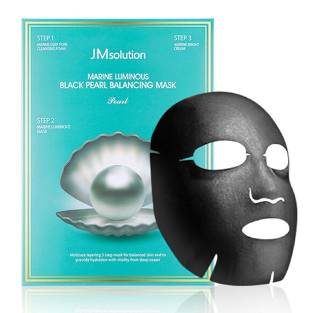 3 bosqichli teri porlashi to‘plami JM Solution Marine Luminous Black Pearl Balancing Mask Pearl 1dona