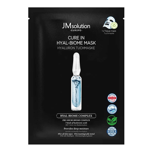 Увлажняющая тканевая маска с гиалуроновой кислотой JM Solution Europe Cure In Hyal-Biome Mask, 1шт (штучно)