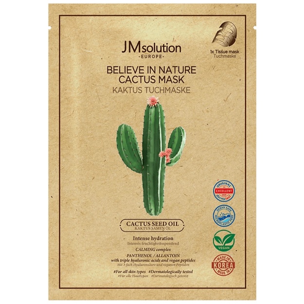 Увлажняющая веганская тканевая маска с кактусом JM Solution Europe Believe In Nature Cactus Mask, 1шт